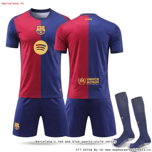 Barcelona's red and blue sports-style jersey