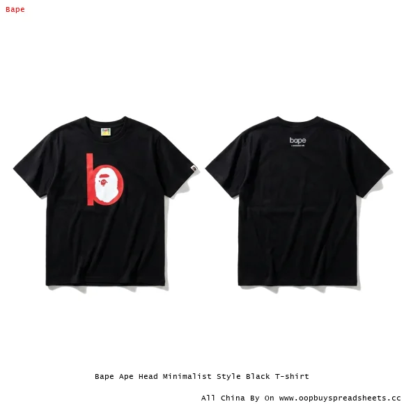 Bape Ape Head Minimalist Style Black T-shirt