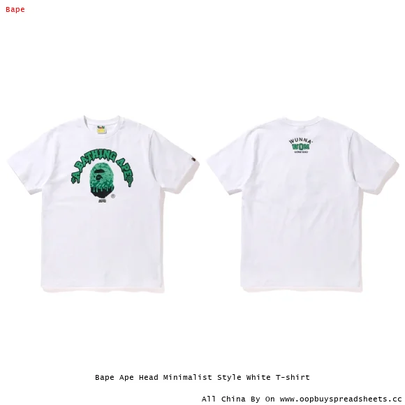 Bape Ape Head Minimalist Style White T-shirt