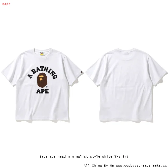 Bape ape head minimalist style white T-shirt
