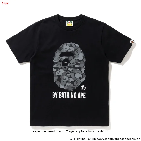 Bape Ape Head Camouflage Style Black T-shirt