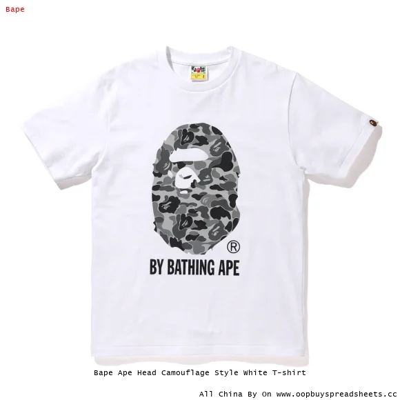 Bape Ape Head Camouflage Style White T-shirt