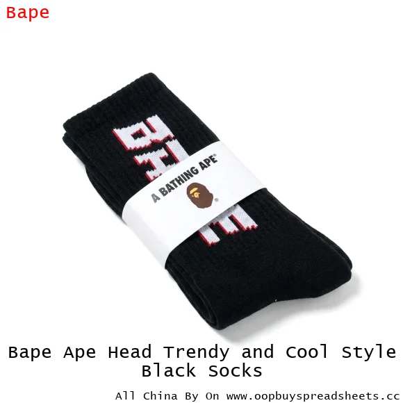Bape Ape Head Trendy and Cool Style Black Socks