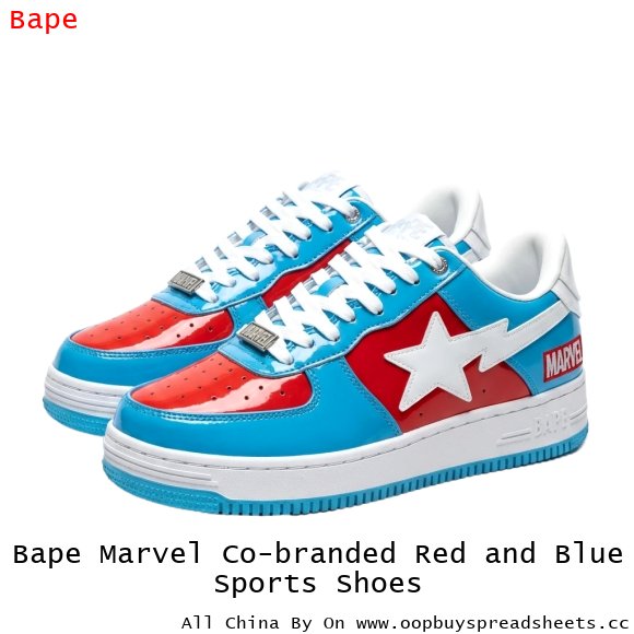 Bape Marvel Co-branded Red and Blue Sports Shoes