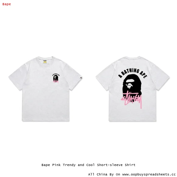 Bape Pink Trendy and Cool Short-sleeve Shirt