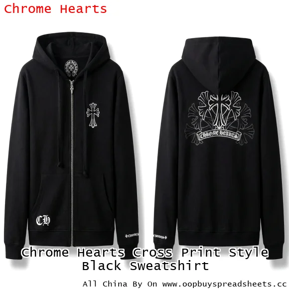 Chrome Hearts Cross Print Style Black Sweatshirt
