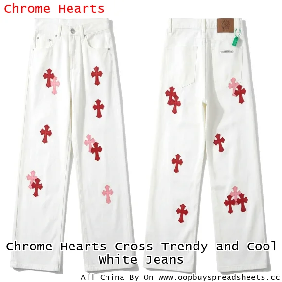 Chrome Hearts Cross Trendy and Cool White Jeans