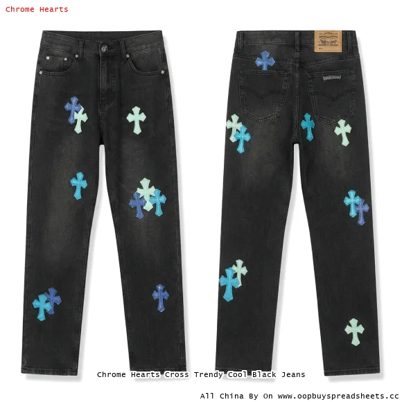 Chrome Hearts Cross Trendy Cool Black Jeans