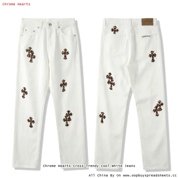 Chrome Hearts Cross Trendy Cool White Jeans
