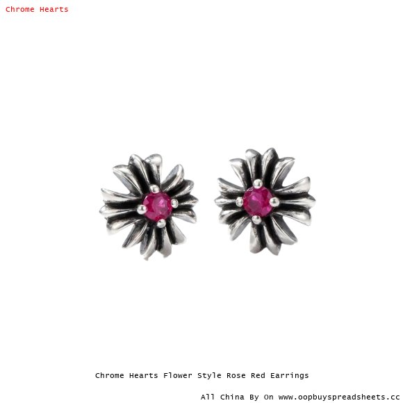 Chrome Hearts Flower Style Rose Red Earrings