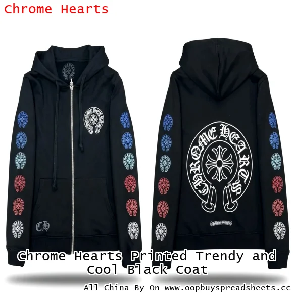 Chrome Hearts Printed Trendy and Cool Black Coat