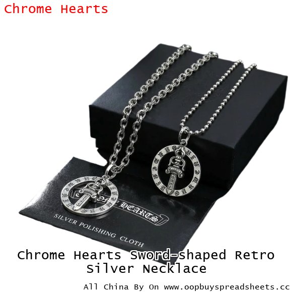 Chrome Hearts Sword-shaped Retro Silver Necklace