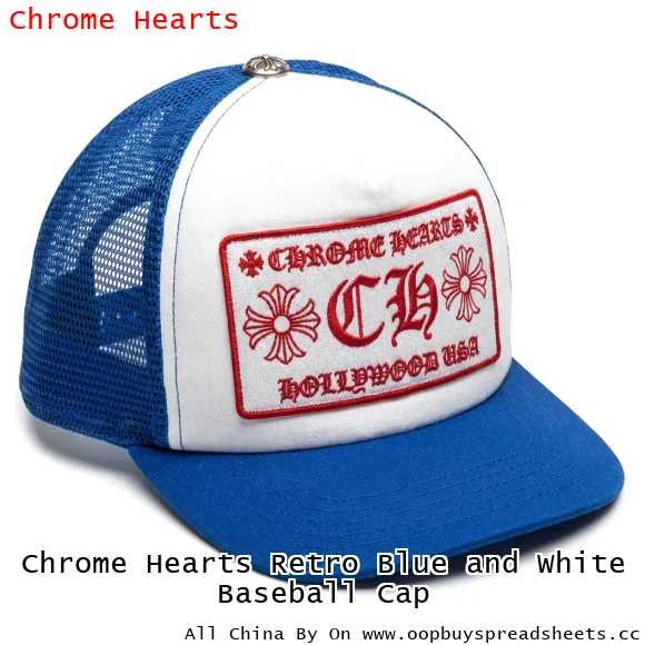 Chrome Hearts Retro Blue and White Baseball Cap