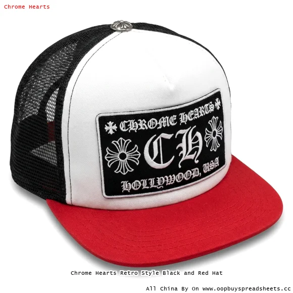 Chrome Hearts Retro Style Black and Red Hat