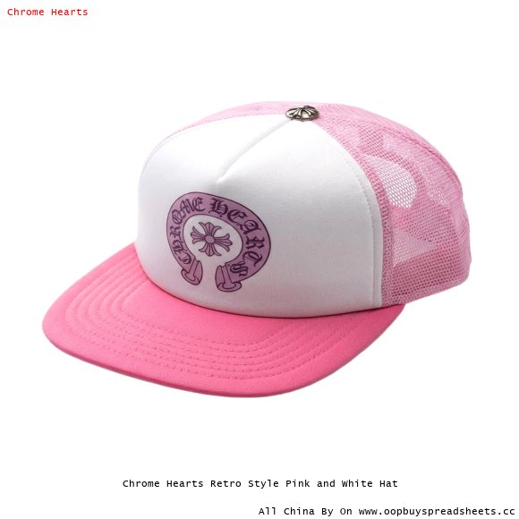 Chrome Hearts Retro Style Pink and White Hat