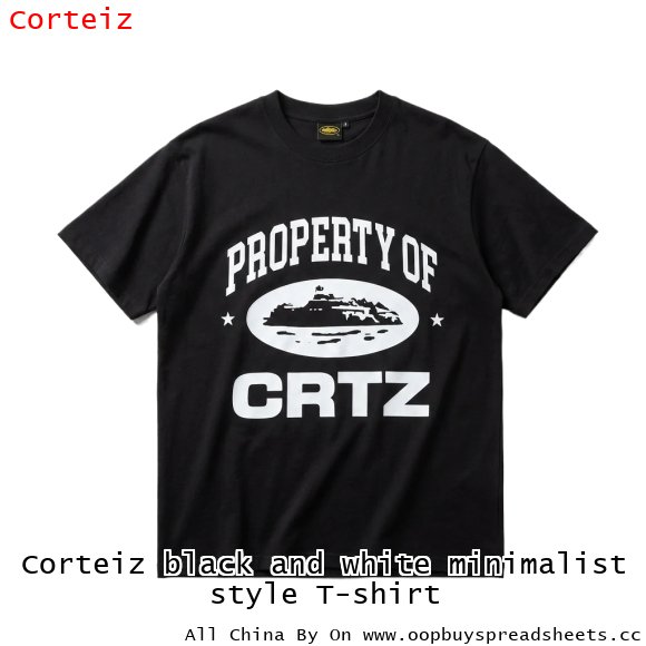 Corteiz black and white minimalist style T-shirt