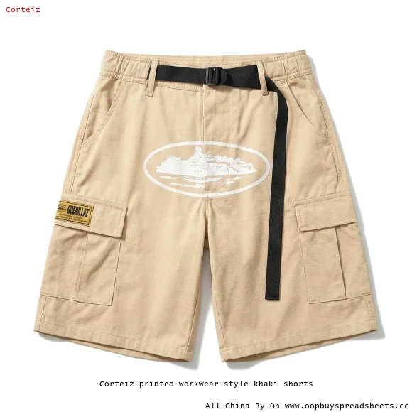 Corteiz printed workwear-style khaki shorts