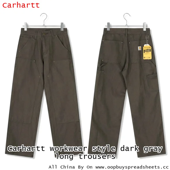 Carhartt workwear style dark gray long trousers