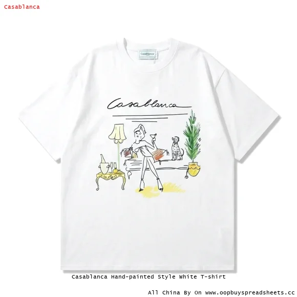 Casablanca Hand-painted Style White T-shirt