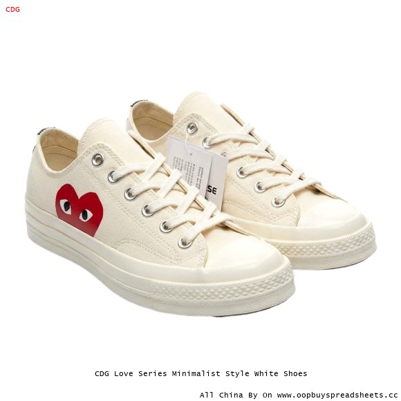 CDG Love Series Minimalist Style White Shoes