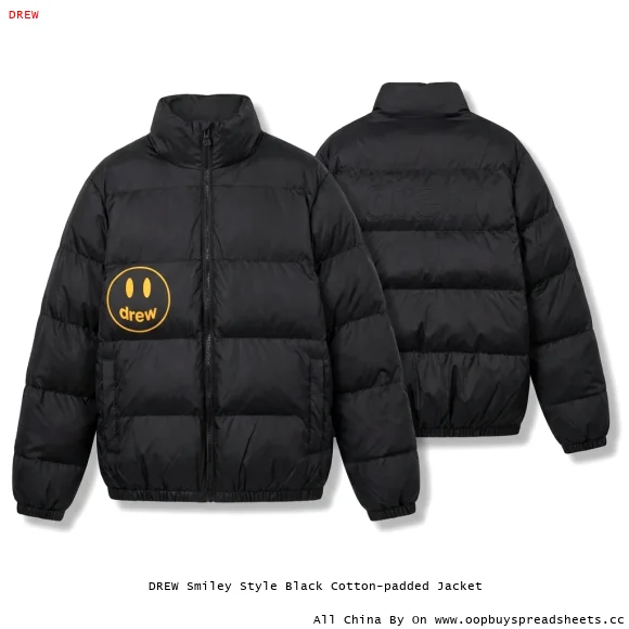 DREW Smiley Style Black Cotton-padded Jacket