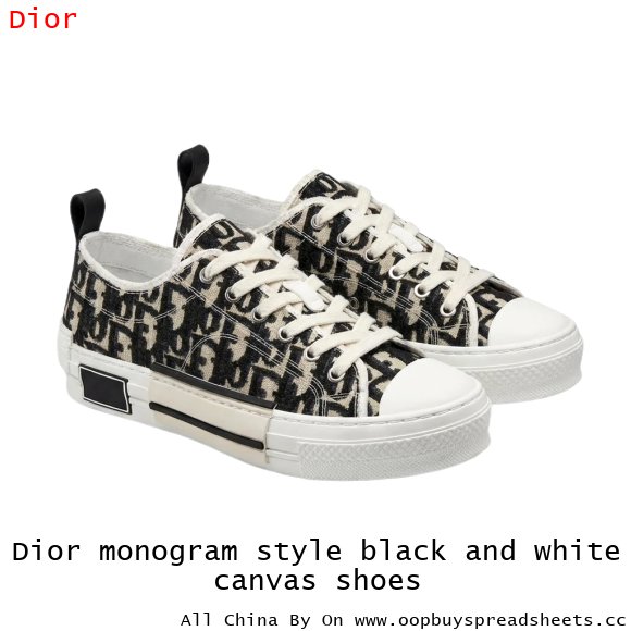 Dior monogram style black and white canvas shoes