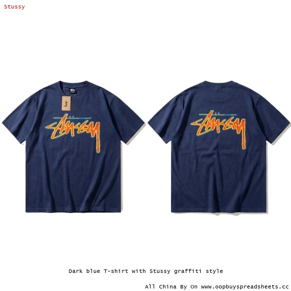 Dark blue T-shirt with Stussy graffiti style
