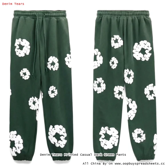 Denim Tears Printed Casual Dark Green Pants