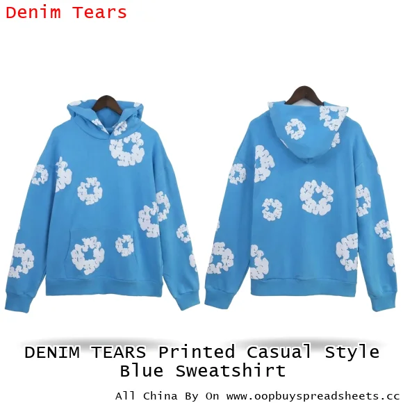 DENIM TEARS Printed Casual Style Blue Sweatshirt