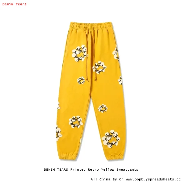 DENIM TEARS Printed Retro Yellow Sweatpants