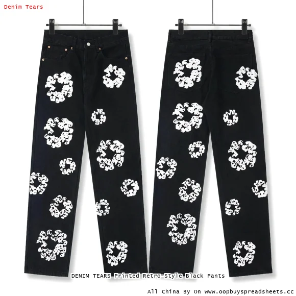 DENIM TEARS Printed Retro-Style Black Pants