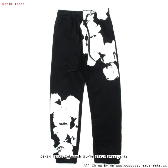 DENIM TEARS Ink-wash Style Black Sweatpants