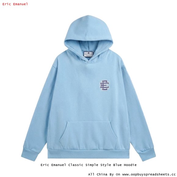 Eric Emanuel Classic Simple Style Blue Hoodie