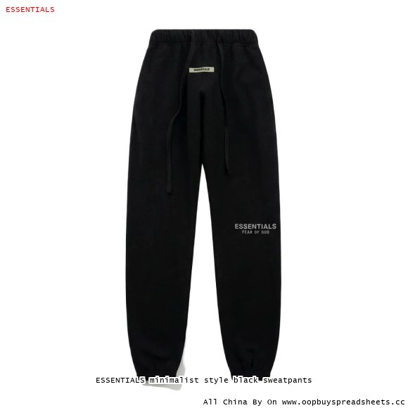 ESSENTIALS minimalist style black sweatpants