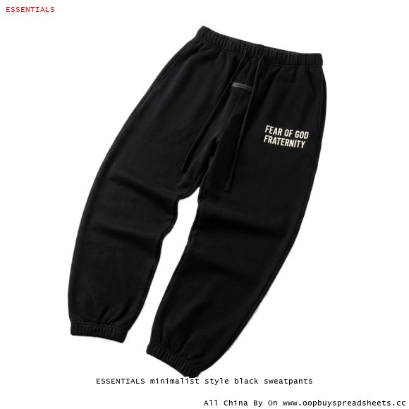 ESSENTIALS minimalist style black sweatpants