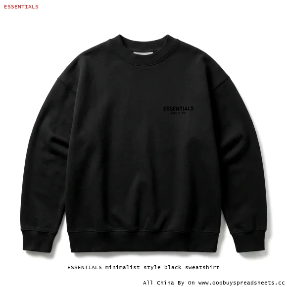 ESSENTIALS minimalist style black sweatshirt