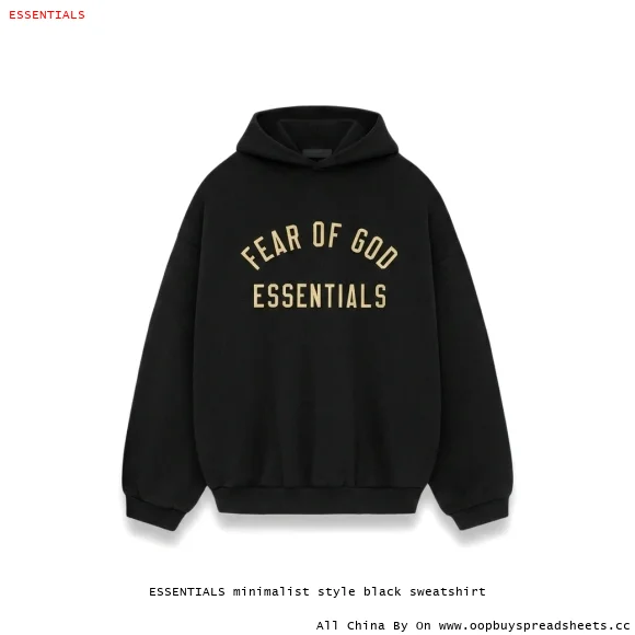 ESSENTIALS minimalist style black sweatshirt