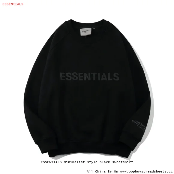 ESSENTIALS minimalist style black sweatshirt