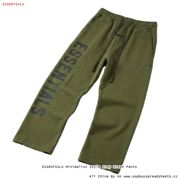 ESSENTIALS Minimalist Style Army Green Pants