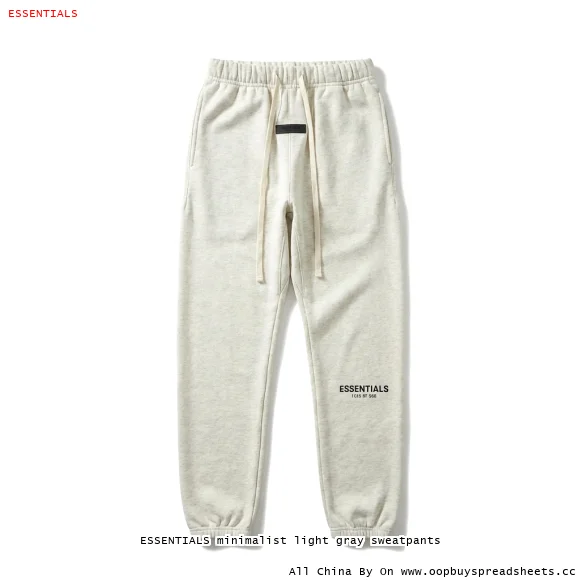ESSENTIALS minimalist light gray sweatpants