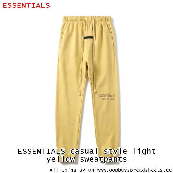 ESSENTIALS casual style light yellow sweatpants
