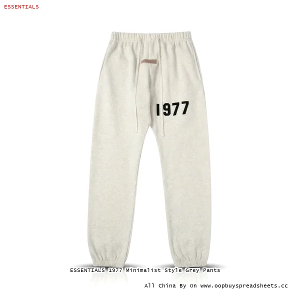 ESSENTIALS 1977 Minimalist Style Grey Pants