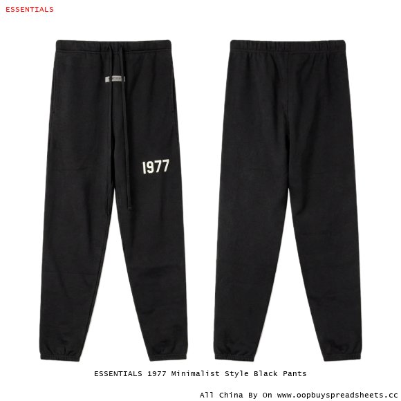 ESSENTIALS 1977 Minimalist Style Black Pants