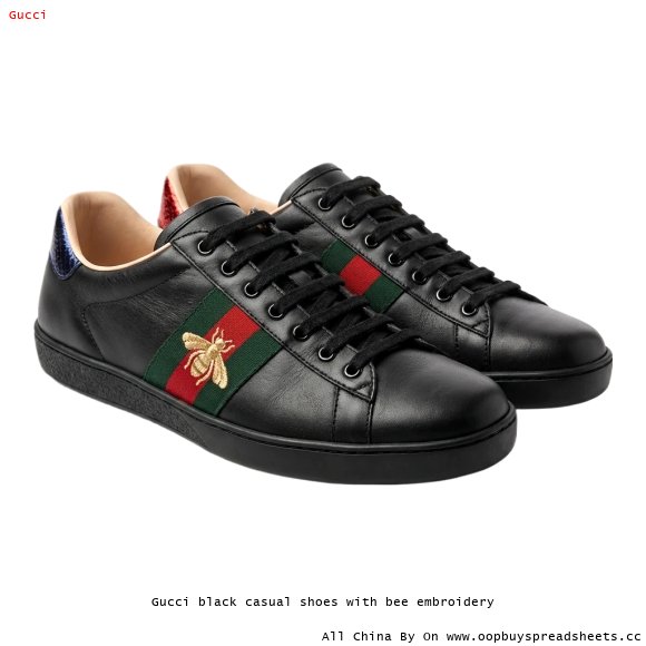 Gucci black casual shoes with bee embroidery