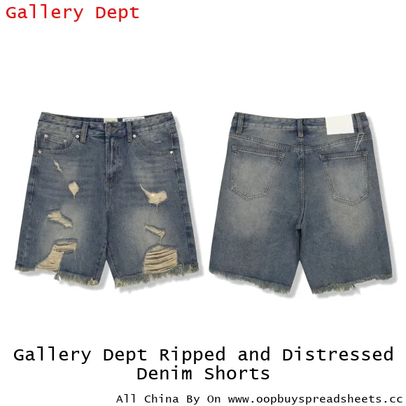 Gallery Dept Ripped and Distressed Denim Shorts