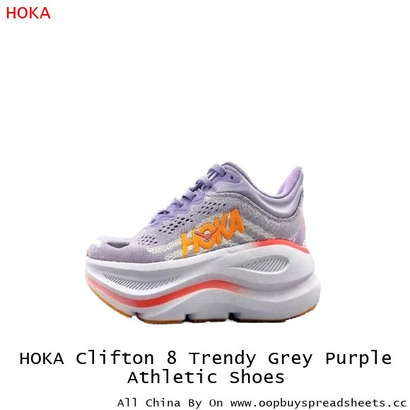 HOKA Clifton 8 Trendy Grey Purple Athletic Shoes