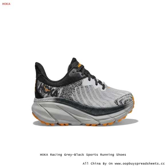 HOKA Racing Grey-Black Sports Running Shoes