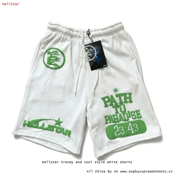 Hellstar trendy and cool style white shorts