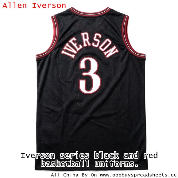 Iverson series black and red basketball uniforms.