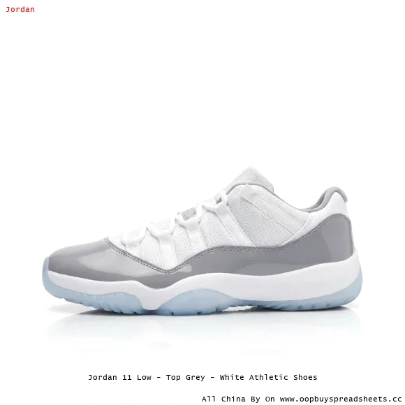 Jordan 11 Low - Top Grey - White Athletic Shoes